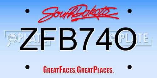 ZFB74O South Dakota License Plate