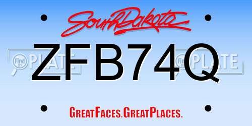 ZFB74Q South Dakota License Plate