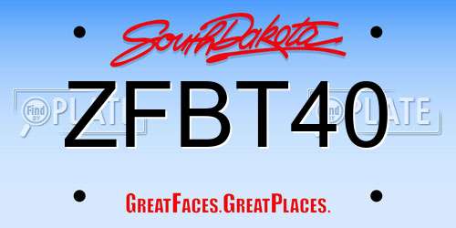 ZFBT40 South Dakota License Plate