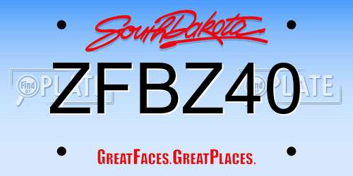 ZFBZ40 South Dakota License Plate