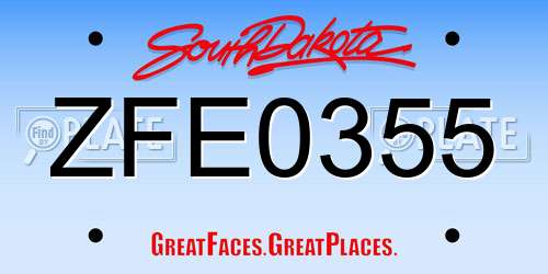 ZFE0355 South Dakota License Plate