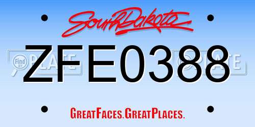 ZFE0388 South Dakota License Plate