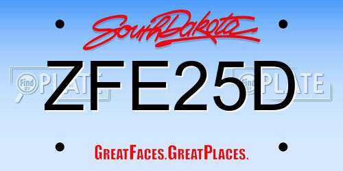 ZFE25D South Dakota License Plate