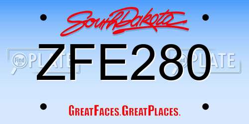 ZFE280 South Dakota License Plate