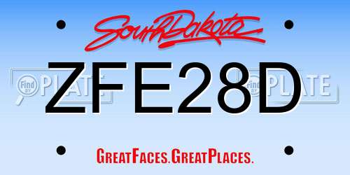 ZFE28D South Dakota License Plate