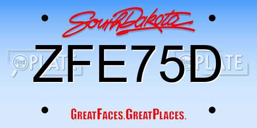 ZFE75D South Dakota License Plate