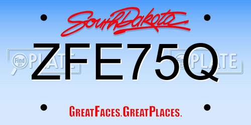 ZFE75Q South Dakota License Plate