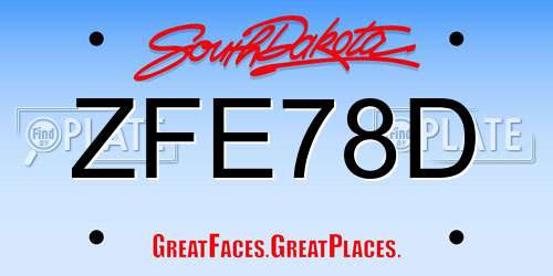 ZFE78D South Dakota License Plate
