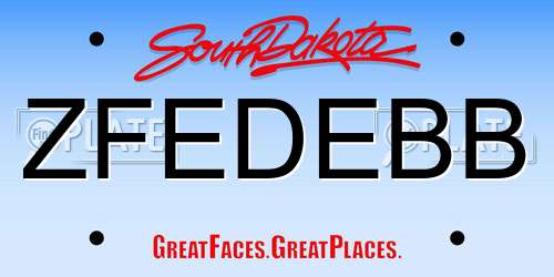 ZFEDEBB South Dakota License Plate