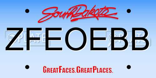 ZFEOEBB South Dakota License Plate