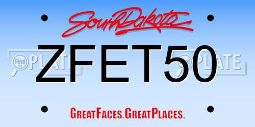 ZFET50 South Dakota License Plate