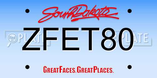 ZFET80 South Dakota License Plate