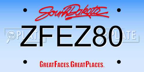 ZFEZ80 South Dakota License Plate