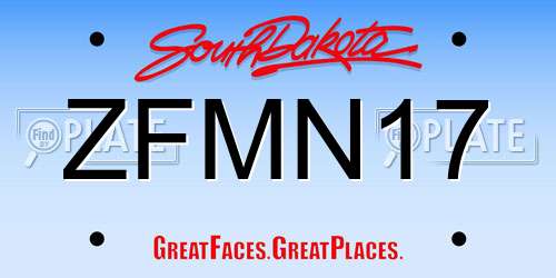 ZFMN17 South Dakota License Plate