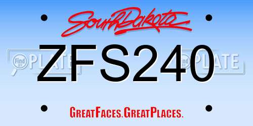 ZFS240 South Dakota License Plate