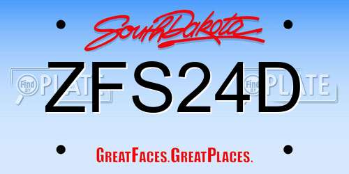 ZFS24D South Dakota License Plate