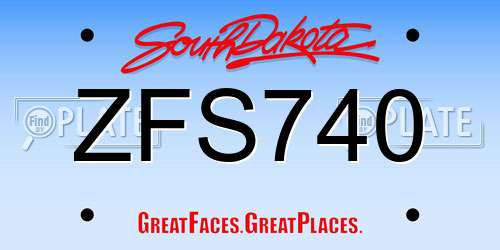 ZFS740 South Dakota License Plate