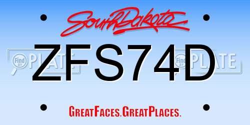 ZFS74D South Dakota License Plate