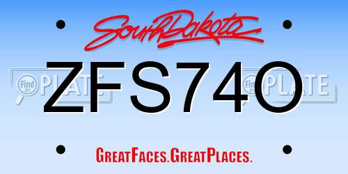 ZFS74O South Dakota License Plate