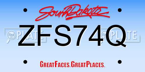 ZFS74Q South Dakota License Plate