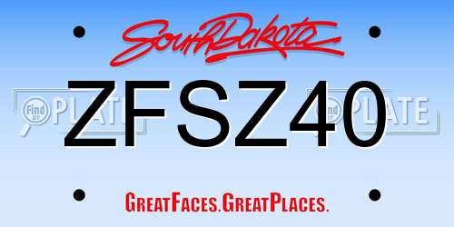 ZFSZ40 South Dakota License Plate