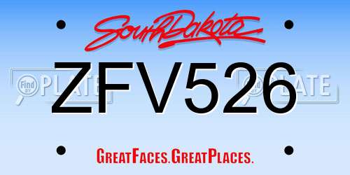 ZFV526 South Dakota License Plate