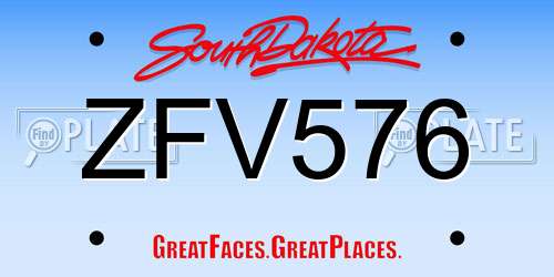 ZFV576 South Dakota License Plate