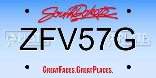 ZFV57G South Dakota License Plate