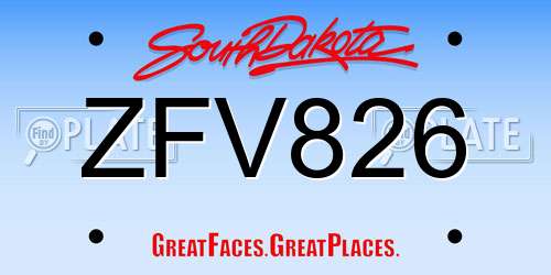ZFV826 South Dakota License Plate