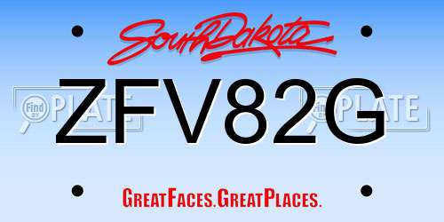 ZFV82G South Dakota License Plate