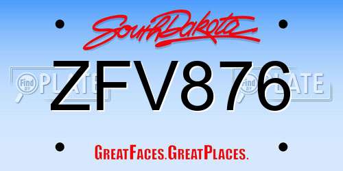 ZFV876 South Dakota License Plate