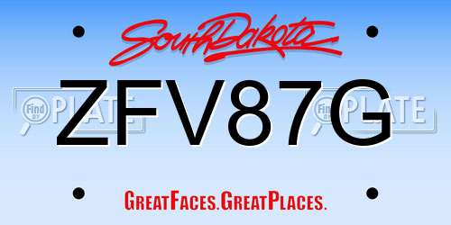 ZFV87G South Dakota License Plate