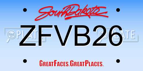 ZFVB26 South Dakota License Plate