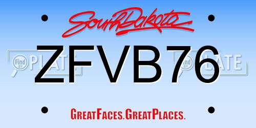 ZFVB76 South Dakota License Plate