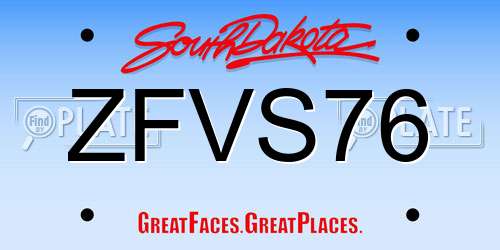 ZFVS76 South Dakota License Plate