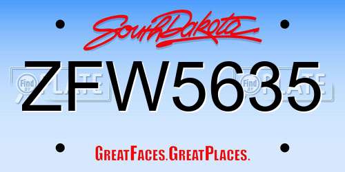 ZFW5635 South Dakota License Plate