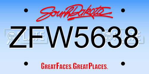 ZFW5638 South Dakota License Plate
