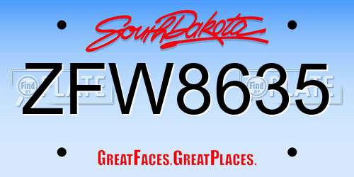 ZFW8635 South Dakota License Plate
