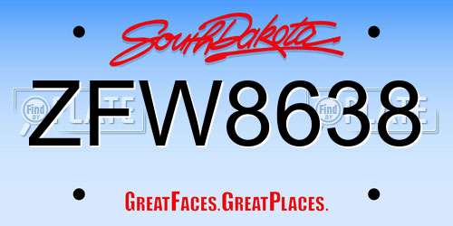 ZFW8638 South Dakota License Plate