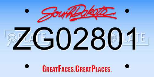ZG02801 South Dakota License Plate