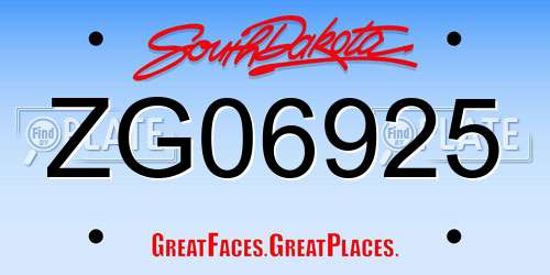 ZG06925 South Dakota License Plate