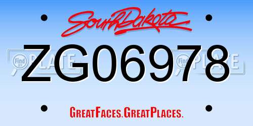 ZG06978 South Dakota License Plate