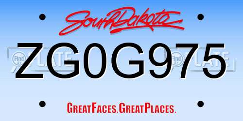 ZG0G975 South Dakota License Plate