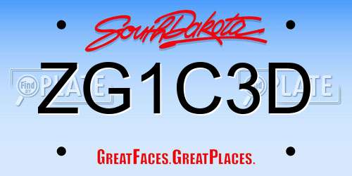 ZG1C3D South Dakota License Plate