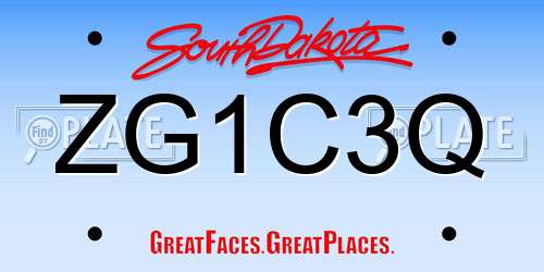 ZG1C3Q South Dakota License Plate