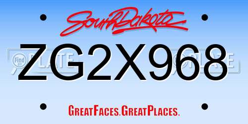 ZG2X968 South Dakota License Plate