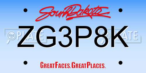 ZG3P8K South Dakota License Plate