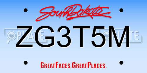 ZG3T5M South Dakota License Plate