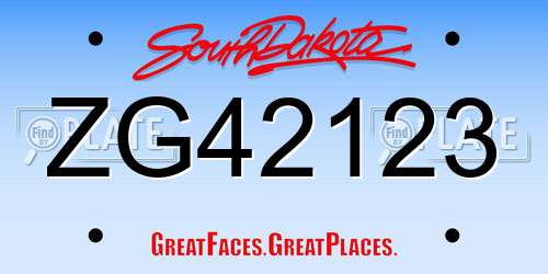 ZG42123 South Dakota License Plate