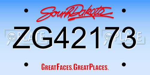 ZG42173 South Dakota License Plate